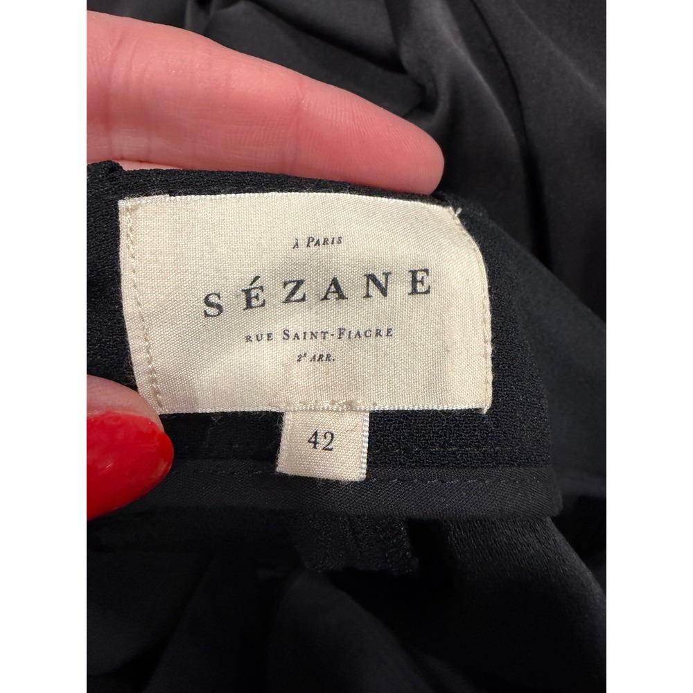 Sezane Trousers Women Size 10 Black Slim Leg Professional French Chic Pant - Picture 2 of 9